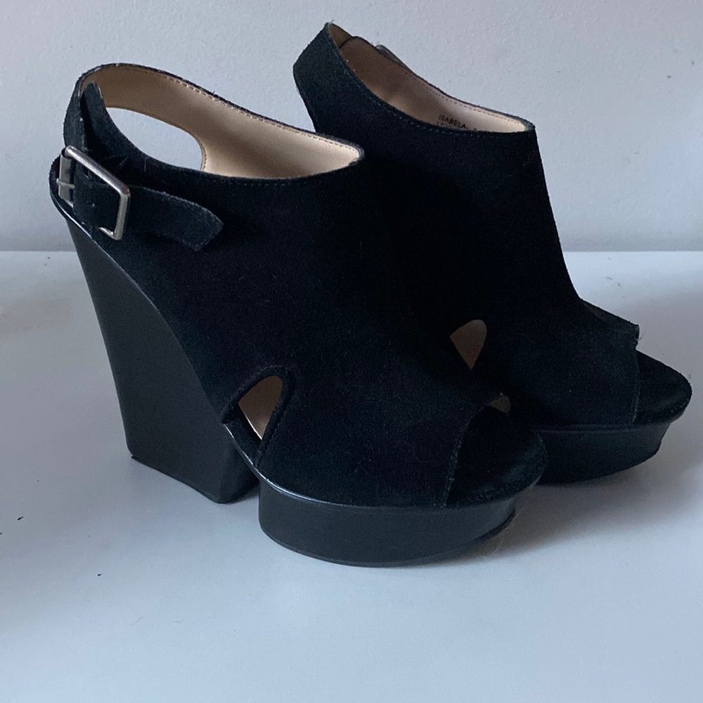 Black Suede Chunky Platform Heel by Shoe Mint 5.5in heel 1.5 in sole